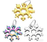 BLPRKOT 3 Piezas 18 En 1 Copo De Nieve Multi Herramienta, Llave de nieve,Herramienta de Tornillo de Nieve,Botella Aventura Herramienta Para Exterior Interior (Dorado + colorido+plata)