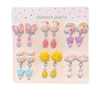 BLPRKOT 6 Piezas Pendientes Colgantes con Clip de Colores, Pendientes de Resina con Forma de y Sin Perforaciones para Disfrazarse de Princesa Accesorios de Joyería