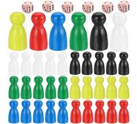 BLPRKOT Figuras de Juego para Juegos de Mesa, 90 Piezas Peones Multicolores, Peones De Juegos De Mesa y 6 Dados de Madera,25 x 12 mm Figuras de Madera, para Juegos（Multicolor）