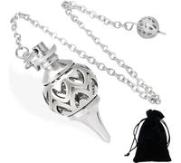 BLPRKOT Péndulo metálico, Péndulo Adivinación Egipcio, Pendulo de Radiestesia con Testigo, péndulo esotérico, Magnetizador, Clarividencia, Esoterismo (Plata, 1,2 * 6