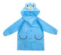 BLPRKOT Poncho De Lluvia Para Niños Chubasquero Reutilizable Grueso Chaqueta De Poncho De Lluvia Poncho Impermeable Para Niños Y Niñas Gorro de oso (azul