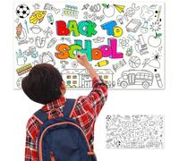 BLPRKOT Rollo de Papel para Pintar y Colorear, Mantel de Papel para Colorear, Motivo Vuelta al Cole, Decoración para Actividades Infantiles, para Niños y Niñas en Inicio de Curso