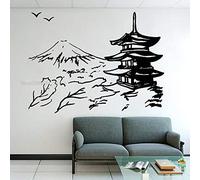 Blrpbc Pegatinas de Pared Adhesivos Pared Edificio japonés Pagoda Japón Paisaje Vinilo decoración del hogar Sala de Estar Arte Oriental calcomanía Mural 57x42cm