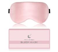 BLSSNZ Máscara de dormir de seda para mujer, suave, transpirable, de tela de seda de morera natural, opaca, para dormir, con correas ajustables, sin presión, para viajes (rosa)