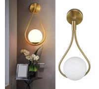 BLSYHDH Aplique de Pared con Forma de Globo, Lámpara de Bola de Cristal Moderna, Lámpara LED Dorada para Interiores, Tocador de Baño, Lámpara de Pared con Gota de Agua para