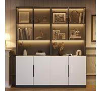 BLSYHDH vitrina minimalista moderna con puertas de cristal 30 x 160 x 200 cm, vitrina con luces LED para objetos de colección de color y brillo ajustables (Style-C)