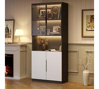 BLSYHDH vitrina minimalista moderna con puertas de cristal 80 x 30 x 200 cm, vitrina con luces LED estancadas para objetos de colección de color y brillo ajustables (Style-B)