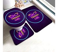 BLSYP Almohadilla de Respaldo Trendy Girl Neon Sign 3 Pieces Bathroom Rugs Set,Soft Chenille Bath Mats Set,Absorbent Shaggy Bath Rugs & Slip Resistant Plush Carpets Mats for Tub,Shower,Bathroom