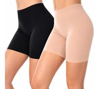 Blu Apparel Pantalones cortos antirozaduras, pantalones cortos moldeadores, ropa interior larga, pantalones cortos de ciclismo para debajo del vestido, Negro y piel, M