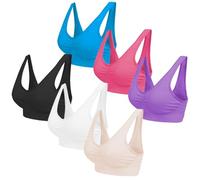 Blu Apparel Set of 3 6 9 Seamless Bras Non Padded Comfort Everyday Bra Non Wired Nursing Bra Top Yoga for Women Gym (FR/ES, Letras, 3XL, Regular, Regular, Negro/Blanco/Desnudo/Morado/Rubí/Azul)