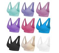 Blu Apparel Set of 3 6 9 Seamless Bras Non Padded Comfort Everyday Bra Non Wired Nursing Bra Top Yoga for Women Gym (FR/ES, Letras, M, Regular, Regular, Los 9 Colores)