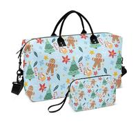 Blu - Bolsa de viaje para fiesta de Navidad, bolsa de fin de semana, gimnasio, deportes, con correa ajustable para yoga, gran capacidad, Blu Merry Christmas Party, 1 size