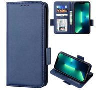 BLU G54 - Funda de piel para BLU G54, funda tipo cartera con función atril, cierre magnético con ranuras para tarjetas y soporte para BLU G54, color azul marino