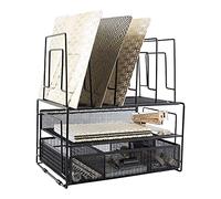 Blu Monaco Organizador de escritorio con clasificadores de archivos y cajón - Negro