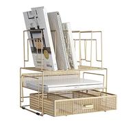 Blu Monaco Organizador De Escritorio Dorado Con Clasificadores De Archivos Y Cajón