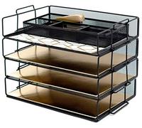Blu Monaco Organizador de Escritorio y Accesorios, Bandeja de Papel apilable, bandejas apilables de 4 Niveles, Organizador de Archivos de Malla de Metal Negro