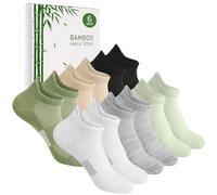 Blu Ninfee Calcetines de bambú para mujer 3-5/6-8, calcetines tobilleros para correr, calcetines deportivos cortos transpirables, regalos para mujeres y niñas de verano, 6 pares