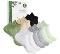 Blu Ninfee Calcetines de bambú para mujer 3-5/6-8, calcetines tobilleros para correr, calcetines deportivos cortos transpirables, regalos para mujeres y niñas de verano, 6 pares
