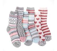 Blu Ninfee Calcetines de Peluche Para Mujer, 6 Pares, Gruesos y Suaves, de Cama Para Niñas, Cálidos de Invierno, Mullidos y Acogedores, Azul Rosa, 38-44