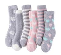 Blu Ninfee Calcetines térmicos esponjosos para mujeres, calcetines acogedores de Navidad difusos gruesos y cálidos para señoras, para cama, invierno, hogar, dormir, suelo, 3-8