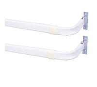 Blu-Pier Tech Barra individual resistente, barra de cortina con costura de bloqueo de 28 a 48 pulgadas de ancho ajustable, proyección de 2 1/2 pulgadas, accesorios incluidos, color blanco (paquete de