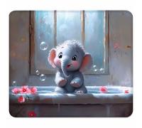 BLU Tappetino Mouse Piccolo 200x150x3mm, Tappetino Scrivania con Bordo Cucito, Mousepad Impermeabile e Antiscivolo, Pratica e Facile da Pulire, Accessori Gaming e Accessori PC Regalo, Elefante A-5235