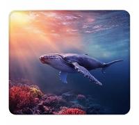 BLU Tappetino Mouse Piccolo 220x180x3mm, Tappetino Scrivania con Bordo Cucito, Mousepad Impermeabile e Antiscivolo, Pratica e Facile da Pulire, Accessori Gaming e Accessori PC Regalo, Balena 7-7834