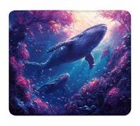 BLU Tappetino Mouse Piccolo 240x200x3mm, Tappetino Scrivania con Bordo Cucito, Mousepad Impermeabile e Antiscivolo, Pratica e Facile da Pulire, Accessori Gaming e Accessori PC Regalo, Balena M-5130