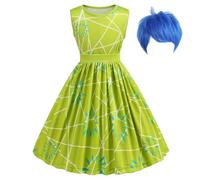 bluaqua Alegría Joy Disgusto Disgust Vestido Disfraz para Niños Niñas Tamaño 2-10 Años (Alegría, 140)