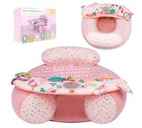 Blublu Park Sit Me Up - Asiento de bebé con funda, silla inflable portátil con bandeja sensorial de actividad desmontable, asientos para bebés para sentarse hasta 6 meses más, color rosa