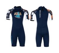 Blue 1,M,Traje de Neopreno Shorty 1,5 mm para Niños y Niñas, Traje de Una Pieza de Manga Corta con Cremallera Trasera, Traje Térmico con Protección Solar UPF 50+ para Surf, Natación y Snorkel