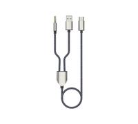 (Blue) 1 Split 2 Type C To Usb A 3.5mm Aux Cable Stereo Hifi Sound For Car Speakers