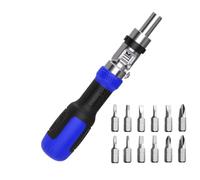 Blue 13 in 1 Ratchet Screwdriver Set - Multi Functional Household Telescopic Mini Screwdriver, Triangular Handle Adjustable All in, Includes Safety Flathead Phillips Hex Square 1/4" Nut