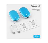 (Blue) 2 Pack Rechargeable Hand Warmers Usb Power Bank Electric Pocket Heater Warmer