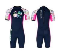 Blue 2,XXL,Traje de Neopreno Shorty 1,5 mm para Niños y Niñas, Traje de Una Pieza de Manga Corta con Cremallera Trasera, Traje Térmico con Protección Solar UPF 50+ para Surf, Natación y Snorkel