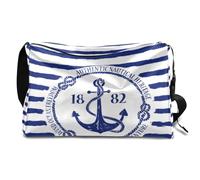 Blue Anchor - Bolsa de lona de cuero para hombre, mujer, niños y niñas, ancla náutica, fin de semana, durante la noche, deportes, gimnasio, bolsa de viaje, bolso cruzado de un solo hombro, color,