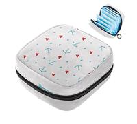 Blue Anchor & Hearts - Bolsa de almacenamiento para servilletas sanitarias portátil para mujeres, adolescentes y niñas, bolsa de copa menstrual, soporte para almohadilla de lactancia