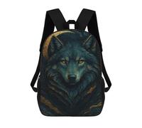 Blue And Gold Wolf Portrait Mochila Escolar De 17 Pulgadas Impresa En 3D Mochilas Infantiles Mochila Genial Impresa En 3D Para Niños De Primaria Y Secundaria