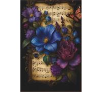 Blue and Lilac Flowers Music Journal: Diary