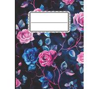 Blue and Pink Floral Notebook 8.5 x 11: College Ruled Lined Paper, 100 Pages - Large Pretty Notebook for School, Work, Journaling & Note Taking