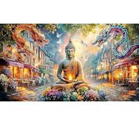 Blue-and-Red-Dragons-Facing-Each-Other 1000 Piezas Puzzle Adultos Juego Familiar Divertido Desafiante Papel Reciclado para Regalos 38x26/1000pcs