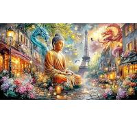 Blue-and-Red-Dragons-Facing-Each-Other Puzzle Adultos 1000 Piezas Juego desafiante Educativo Papel Reciclado para relajación y Creatividad 70x50/1000pcs