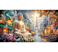 Blue-and-Red-Dragons-Facing-Each-Other Puzzle para Adultos y niños 1000 Piezas Juego Educativo Desafiante Papel Reciclado Idea de Regalo 38x52/1000pcs