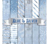 Blue and Silver Scrapbook Paper Craft Pad: 12 Elegant Designs, 24 Double-Side Sheets Printed on 8.5"x8.5" Sized Paper With Premium Color. Perfect for ... Cardstock, Gift Wrapping, DIY Project & More!