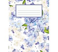 Blue and White Floral Composition Notebook Journal: 120 Lined Pages, XLarge 8.5 x 11 inches, for school, office supplies, self care