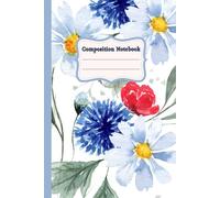 Blue and white flower watercolor composition notebook: Ideal paperback for adults, teens and kids ,use in school , college , do homework , take note, ... or others ,wide ruled 6x9 inc.,100 pages