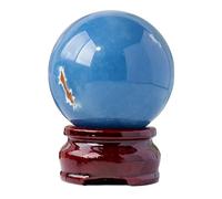 Blue Angel Crystal Ball with Stand Stones Gemstone Quartz Divination Sphere Feng Shui Crafts Household Desktop Decoration,50~55mm