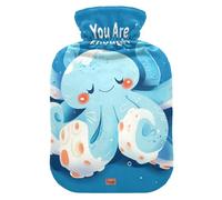 Blue Animal Sea Ocean Sea - Bonita botella de agua caliente con funda suave, bolsa de agua de 2 L para calentador de manos y pies