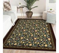 Blue Area 120x150 Alfombra Lavable Antideslizante Alfombrilla botanico Strawberry Floral Vine Distress Print Tapete for Salon Dormitorio Comedor antideslizable Cocina Entrada William Morris