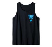 Blue Axolotl in Pocket Kawaii Pet Lovers Cute Pocket Axolotl Camiseta sin Mangas